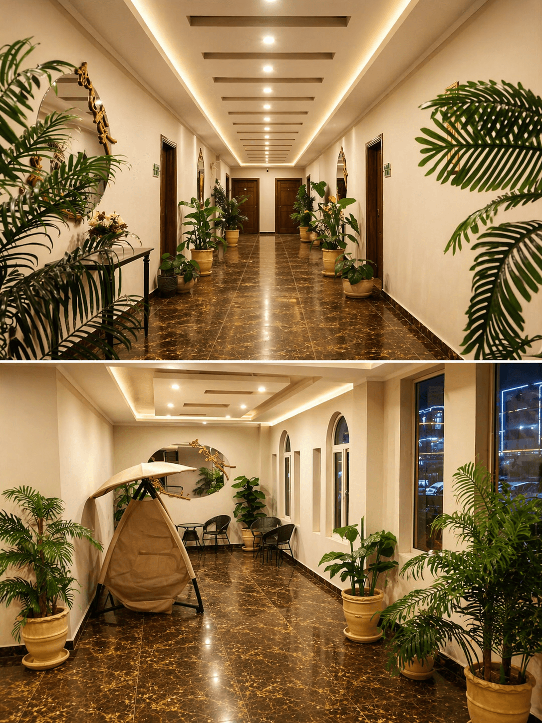 Marble corridors at Naran Executive Suites